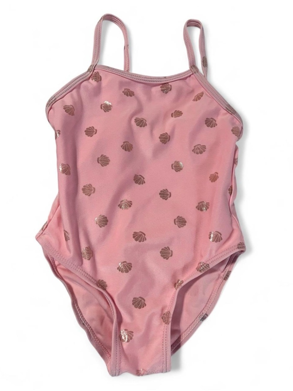 Girls' Pink Shell Print One-Piece Swimsuit